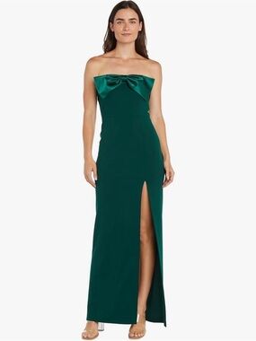 R&M Richards Women's Fitted Evening Dress W/Detachable Strap, Hunter Size 14